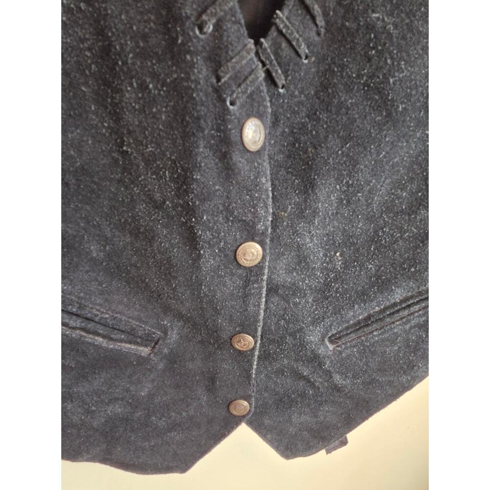 Vintage Mona Mode Genuine Suede Vest – Black – Size M - Picture 3 of 7